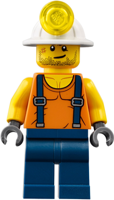 Miner - Shirt with Straps, Dark Blue Legs, Mining Helmet, Stubble and Scar – ГРАДСКИ