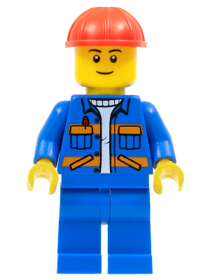Blue Jacket with Diagonal Lower Pockets and Orange Stripes, Blue Legs, Red Construction Helmet – ГРАДСКИ