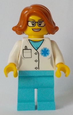 Doctor - EMT Star of Life, Medium Azure Legs, Dark Orange Female Hair Short Swept Sideways, Glasses – ГРАДСКИ