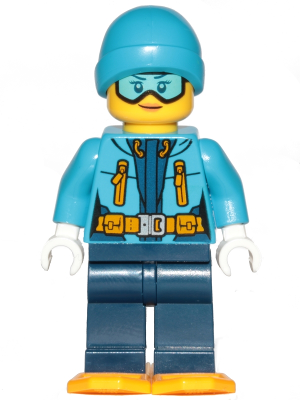 Arctic Explorer - Female, Dark Blue Legs, Dark Azure Beanie, Medium Azure Ski Goggles, Bright Light Orange Snowshoes – ГРАДСКИ