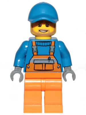 Overalls with Safety Stripe Orange, Orange Legs, Blue Short Bill Cap, Dark Tan Angular Beard – ГРАДСКИ