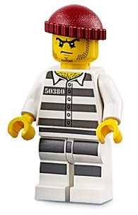 Sky Police - Jail Prisoner 50380 Prison Stripes, Stubble, Dark Red Knit Cap – ГРАДСКИ