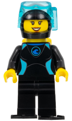 Diver - Female, Black Flippers and Wetsuit with Blue Logo, Yellow Scuba Tank – ГРАДСКИ