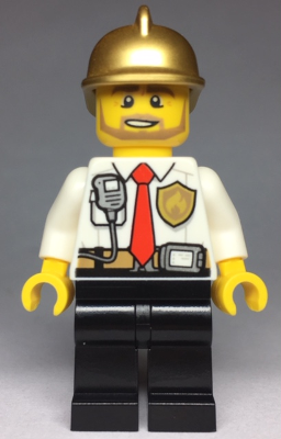 Fire - White Shirt with Tie and Belt and Radio, Black Legs, Gold Fire Helmet – ГРАДСКИ