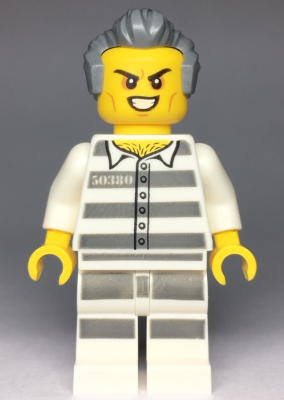 Sky Police - Jail Prisoner 50380 Prison Stripes, Scowl with Teeth, Dark Bluish Gray Hair with Sideburns – ГРАДСКИ