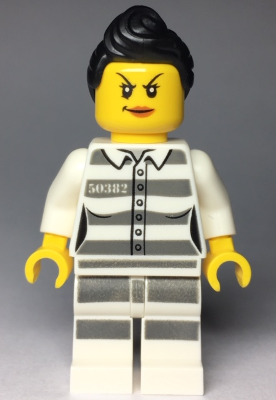 Sky Police - Jail Prisoner 50382 Prison Stripes, Female, Scowl with Peach Lips, Black Ponytail – ГРАДСКИ
