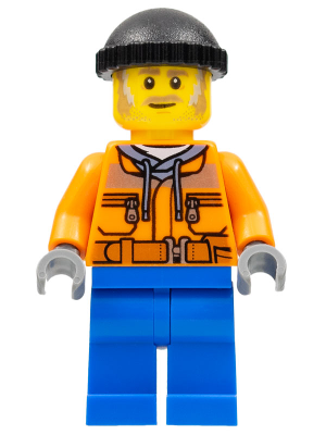 Snow Groomer Operator - Male, Orange Safety Jacket, Reflective Stripe, Sand Blue Hoodie, Blue Legs, Black Knit Cap, Moustache and Sideburns – ГРАДСКИ