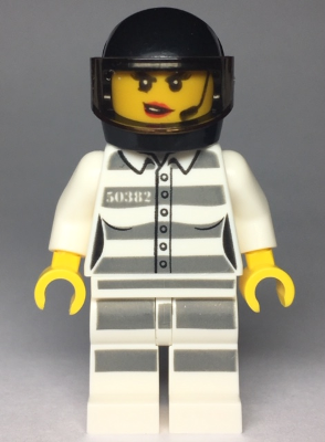 Sky Police - Jail Prisoner 50382 Prison Stripes, Female, Scowl with Red Lips and Open Mouth, Black Helmet – ГРАДСКИ