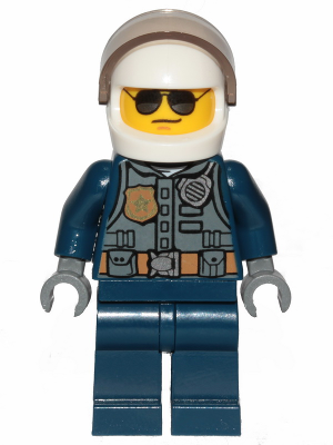 Police - City Pilot, Jacket with Dark Bluish Gray Vest, Dark Blue Legs, White Helmet, Sunglasses – ГРАДСКИ