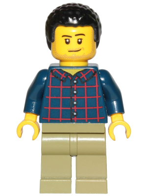 Dad - Dark Blue Plaid Button Shirt, Olive Green Legs, Black Hair Male with Coiled Texture – ГРАДСКИ