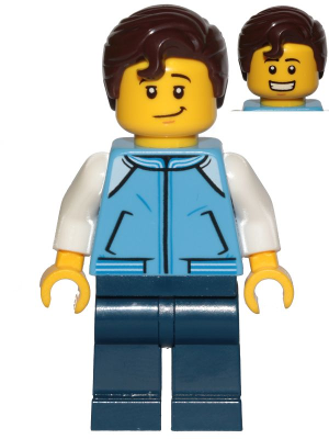 Teenage Boy, Medium Blue Jacket, Dark Blue Legs, Dark Brown Hair Swept Right with Front Curl – ГРАДСКИ
