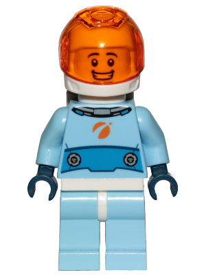 Astronaut - Male, Bright Light Blue Spacesuit with Blue Belt, Trans Orange Large Visor, Open Mouth Smile – ГРАДСКИ