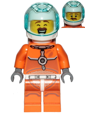 Astronaut - Male, Orange Spacesuit with Dark Bluish Gray Lines, Trans Light Blue Large Visor, Large Smile with Eyes Closed and Smirk – ГРАДСКИ