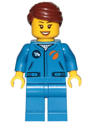 Astronaut - Female, Blue Jumpsuit, Reddish Brown Hair Swept Back Into Bun, Open Mouth Smile – ГРАДСКИ