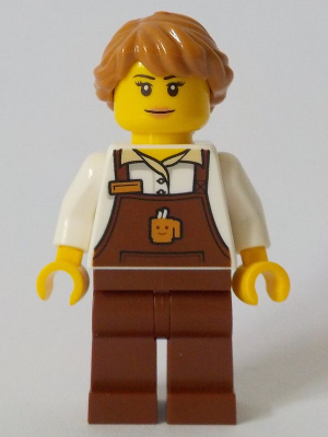 Barista - Female, Reddish Brown Apron with Cup and Name Tag, Reddish Brown Legs, Medium Nougat Hair – ГРАДСКИ