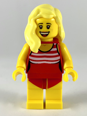 Swimmer - Female, Red Swimsuit with White Stripes, Bright Light Yellow Hair – ГРАДСКИ