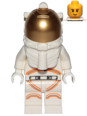 Astronaut - Male, White Spacesuit with Orange Lines, Smirk, Cheek Lines, Black and Dark Tan Eyebrows – ГРАДСКИ