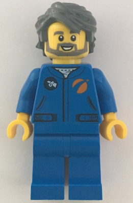 Astronaut - Male, Blue Jumpsuit, Dark Bluish Gray Hair and Full Angular Beard, Open Mouth Smile – ГРАДСКИ