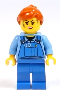 Mechanic Female, Medium Blue Shirt and Blue Overalls, Dark Orange Ponytail – ГРАДСКИ