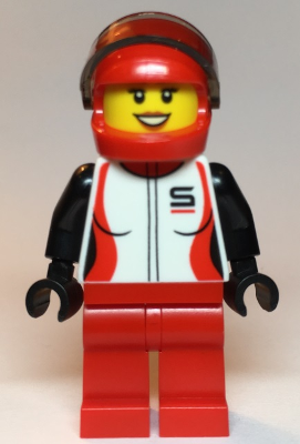 Race Car Driver, Female, Red and White Racing Jacket, Red Helmet and Legs – ГРАДСКИ
