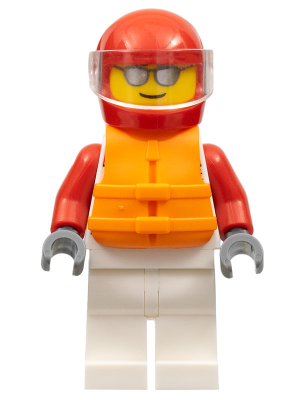 Male, White and Red Jumpsuit with 'XTREME' Logo, Red Helmet, Orange Life Jacket, Sunglasses – ГРАДСКИ