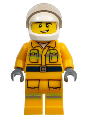 Fire - Reflective Stripes, Bright Light Orange Suit, White Helmet, Crooked Grin – ГРАДСКИ