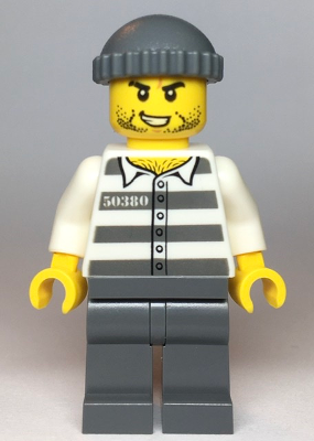Police - Jail Prisoner 50380 Prison Stripes, Stubble, Dark Bluish Gray Knit Cap – ГРАДСКИ