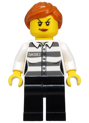 Police - Jail Prisoner 50382 Prison Stripes, Female, Black Legs, Scowl with Peach Lips, Orange Ponytail – ГРАДСКИ