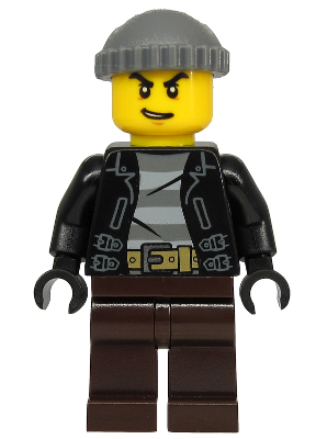 Police - City Bandit Crook, Black Leather Jacket, Dark Bluish Gray Knit Cap, Dark Brown Legs – ГРАДСКИ