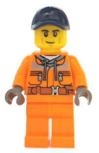 Street Sweeper Operator - Male, Orange Safety Jacket, Reflective Stripe, Sand Blue Hoodie, Orange Legs, Dark Blue Cap with Hole, Smirk – ГРАДСКИ