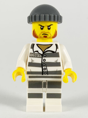 Police - Jail Prisoner 86753 Prison Stripes, Dark Bluish Gray Knit Cap, Reddish Brown Beard and Stubble – ГРАДСКИ