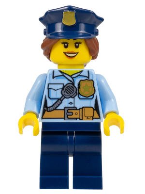 Police - City Officer Female, Bright Light Blue Shirt with Badge and Radio, Dark Blue Legs, Dark Blue Police Hat – ГРАДСКИ