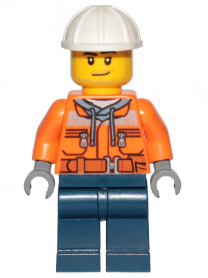 Construction Worker - Male, Orange Safety Jacket, Reflective Stripe, Sand Blue Hoodie, Dark Blue Legs, White Construction Helmet, Stubble – ГРАДСКИ