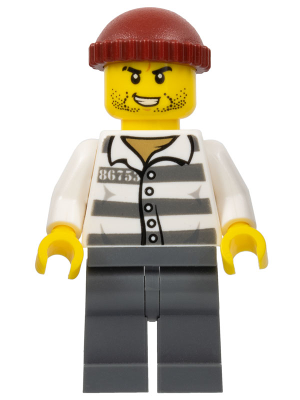 Police - Jail Prisoner 86753 Prison Stripes, Dark Red Knit Cap, Scar, and Stubble – ГРАДСКИ