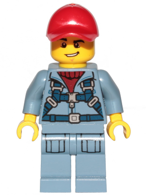Ocean Mini-Submarine Pilot - Male, Harness, Sand Blue Legs with Pockets, Red Cap, Lopsided Grin – ГРАДСКИ