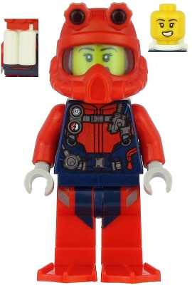Scuba Diver - Female, Open Mouth, Red Helmet, White Air Tanks, Red Flippers – ГРАДСКИ