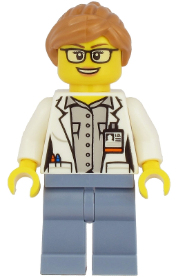Ocean Researcher - Female, White Jacket, Sand Blue Legs, Glasses, Medium Nougat Hair – ГРАДСКИ