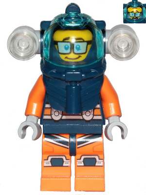 Deep Sea Diver - Male, Dark Blue Helmet, Side Lamps, Glasses, Smile / Shocked – ГРАДСКИ
