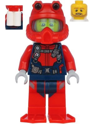 Scuba Diver - Male, Open Mouth, Dark Tan Beard, Red Helmet, White Air Tanks, Red Flippers – ГРАДСКИ