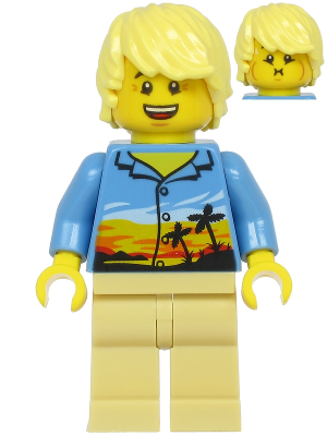 Plane Passenger - Male, Bright Light Yellow Hair, Medium Blue Hawaiian Shirt, Tan Legs – ГРАДСКИ