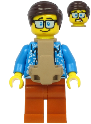 Plane Passenger - Male, Dark Brown Hair, Dark Azure Hawaiian Shirt, Dark Orange Legs, Baby Carrier – ГРАДСКИ