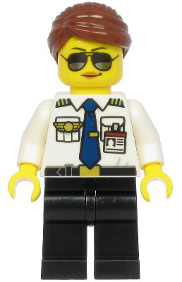 Pilot - Female, Reddish Brown Hair, White Shirt with Dark Blue Tie, Black Legs – ГРАДСКИ