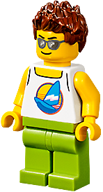 Plane Passenger - Male, White Tank Top with Dark Azure Sailboat, Lime Legs, Reddish Brown Hair Spiked – ГРАДСКИ