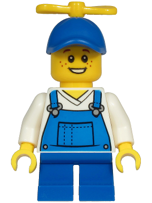 Child - Boy, Blue Overalls over V-Neck Shirt, Blue Short Legs, Blue Cap with Yellow Tiny Propeller, Freckles (Billy McCloud) – ГРАДСКИ