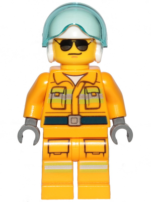 Fire - Reflective Stripes, Bright Light Orange Suit, White Helmet, Black and Silver Sunglasses – ГРАДСКИ