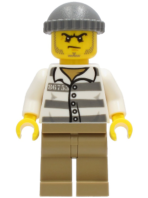 Police - Jail Prisoner 86753 Prison Stripes, Dark Tan Legs, Dark Bluish Gray Knit Cap – ГРАДСКИ