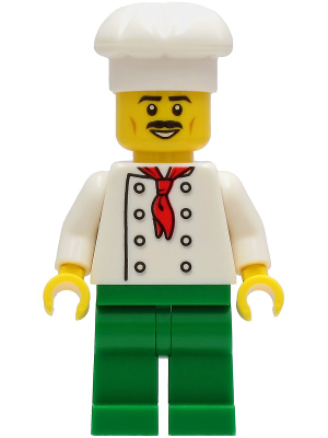Chef - White Torso with 8 Buttons, No Wrinkles Front or Back, Green Legs, White Chef Toque – ГРАДСКИ