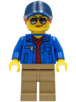 Ground Crew - Female, Blue Jacket over Dark Red V-Neck Sweater, Dark Tan Legs, Dark Blue Cap with Dark Orange Ponytail – ГРАДСКИ