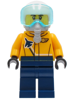 Airshow Jet Pilot - Bright Light Orange Jacket, Dark Blue Legs, White Helmet, Oxygen Mask – ГРАДСКИ