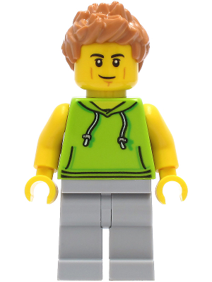 Car Driver - Male, Lime Hoodie, Light Bluish Gray Legs, Medium Nougat Hair – ГРАДСКИ